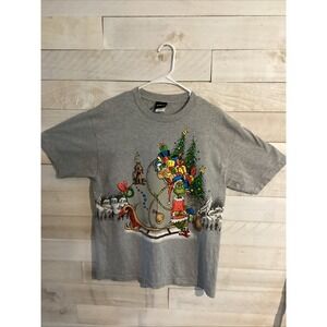 Vintage Dr Seuss Grinch Shirt Mens Large Gray Christmas Max Tree 2001 Movie 00s